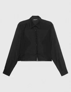 Cropped Bluse mit Seidenanteil