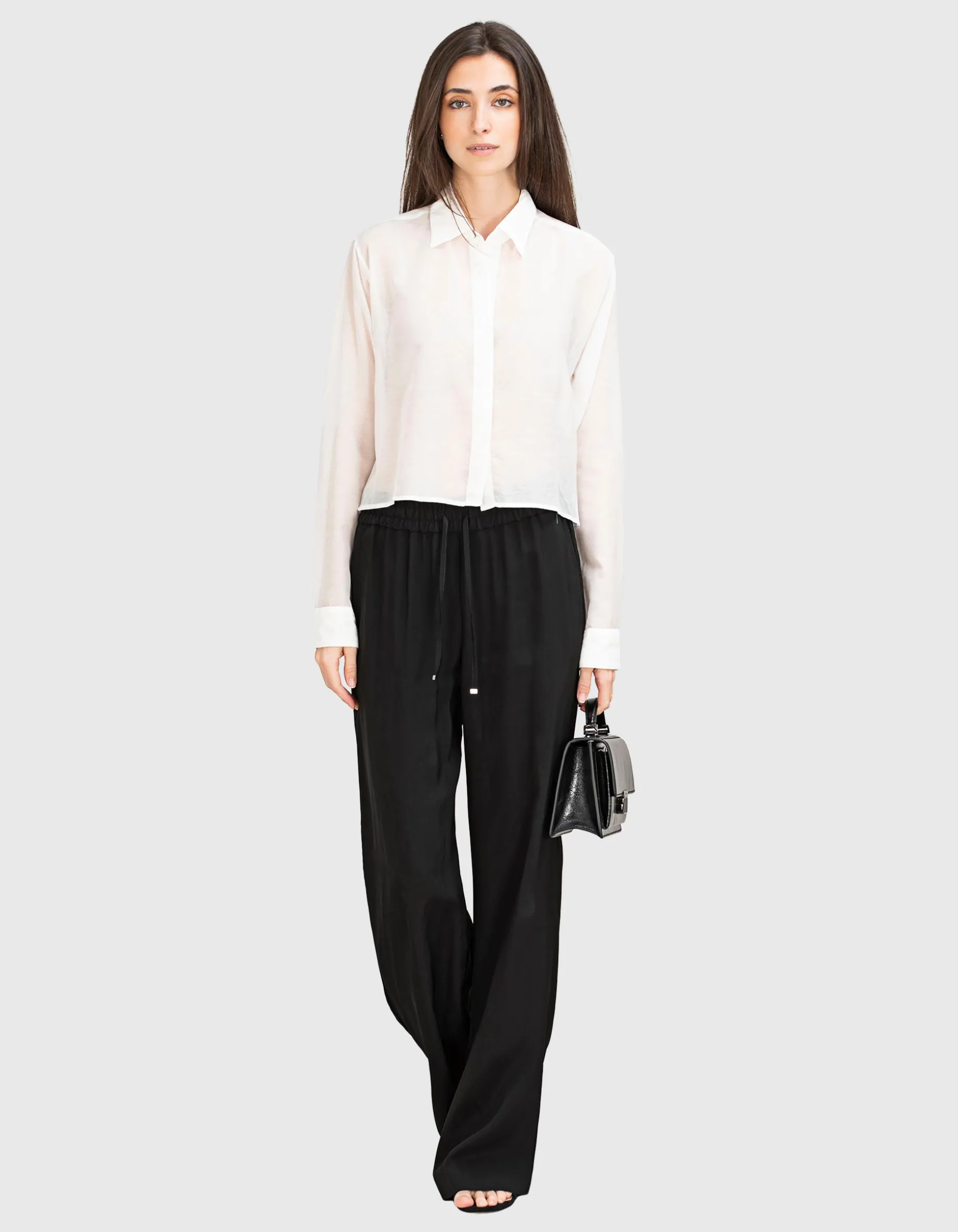Cropped Bluse mit Seidenanteil
