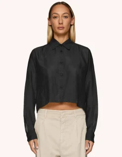 Cropped Bluse mit Seidenanteil