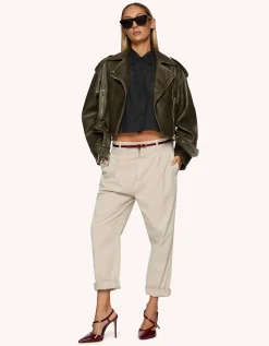 Cropped Bluse mit Seidenanteil