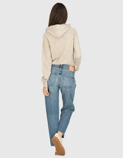 Cropped Hoodie mit Logo-Stickerei