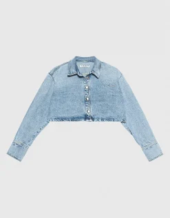 Cropped Jeans-Jacke Amber mit Label-Stickerei
