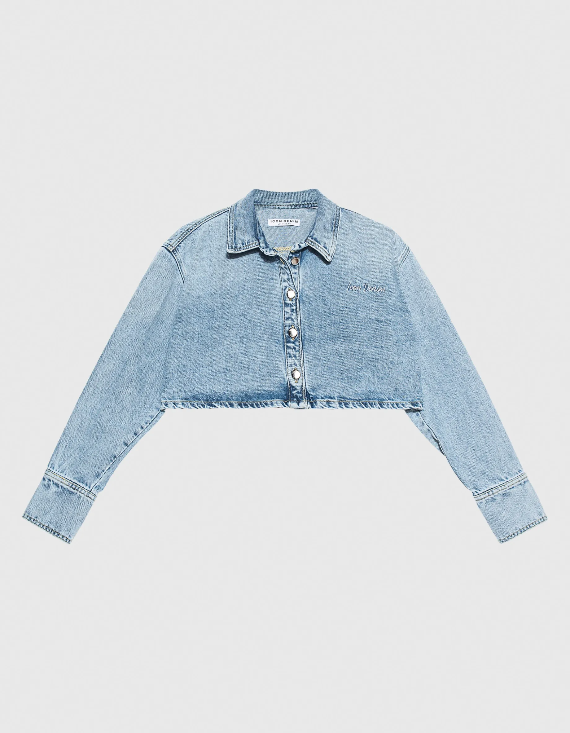 Cropped Jeans-Jacke Amber mit Label-Stickerei