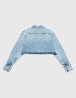 Cropped Jeans-Jacke Amber mit Label-Stickerei
