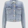 Cropped Jeansjacke mit gepolsterten Schultern