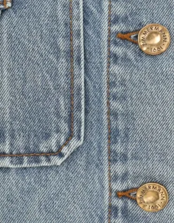 Cropped Jeansjacke mit gepolsterten Schultern