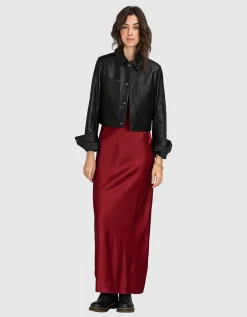 Cropped Lammlederjacke