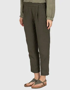 Cropped Leinen Hose mit Eingrifftaschen