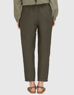 Cropped Leinen Hose mit Eingrifftaschen