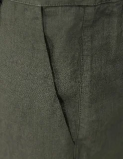 Cropped Leinen Hose mit Eingrifftaschen