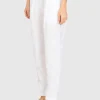 Cropped Leinen-Bundfaltenhose