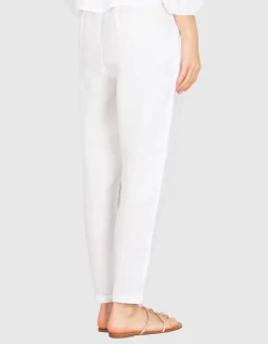 Cropped Leinen-Bundfaltenhose