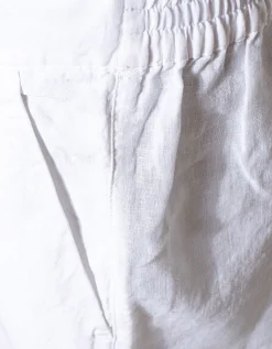 Cropped Leinen-Bundfaltenhose