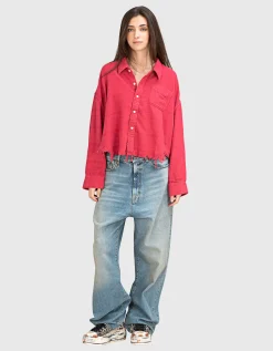 Cropped Oversize Flanell-Hemd