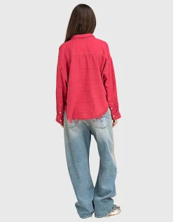 Cropped Oversize Flanell-Hemd