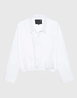 Cropped Oversize-Bluse mit Raffung