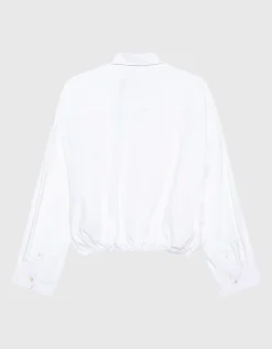 Cropped Oversize-Bluse mit Raffung