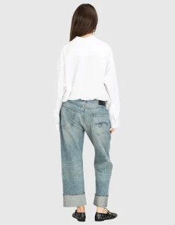 Cropped Oversize-Bluse mit Raffung