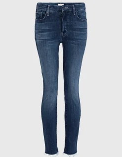 Cropped Skinny-Fit Jeans mit offenem Saum