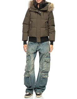 Daunen-Jacke mit abnehmbarem Fell-Besatz