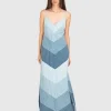 Denim-Neckholder Kleid Tallow m Patchwork-Design mit Schnürung