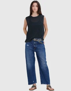 Destroyed Barrel-Leg Jeans