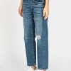Destroyed Straight-Leg Jeans