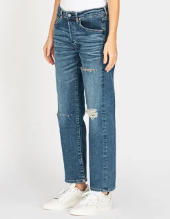 Destroyed Straight-Leg Jeans