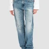 Destroyed Straight-Leg Jeans