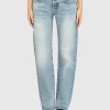 Destroyed Straight-Leg Jeans