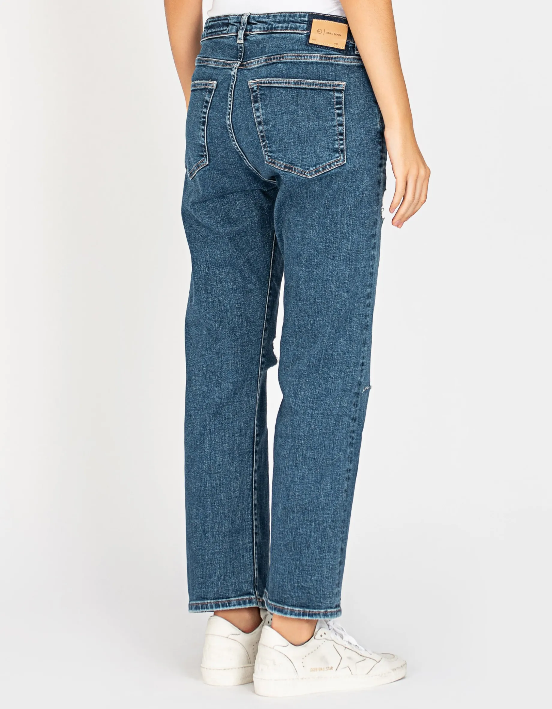 Destroyed Straight-Leg Jeans