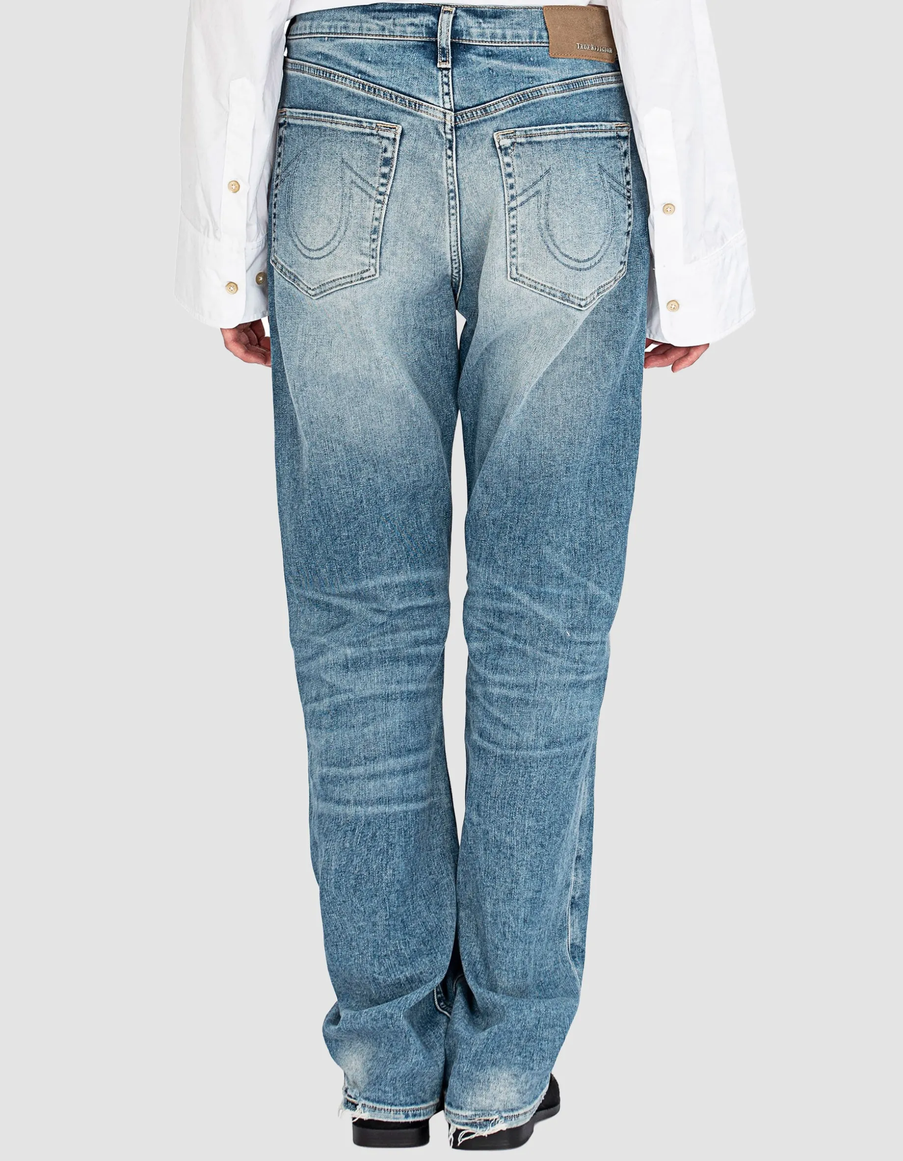 Destroyed Straight-Leg Jeans