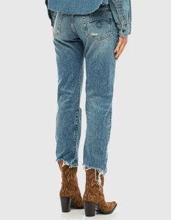 Destroyed Straight-Leg Jeans