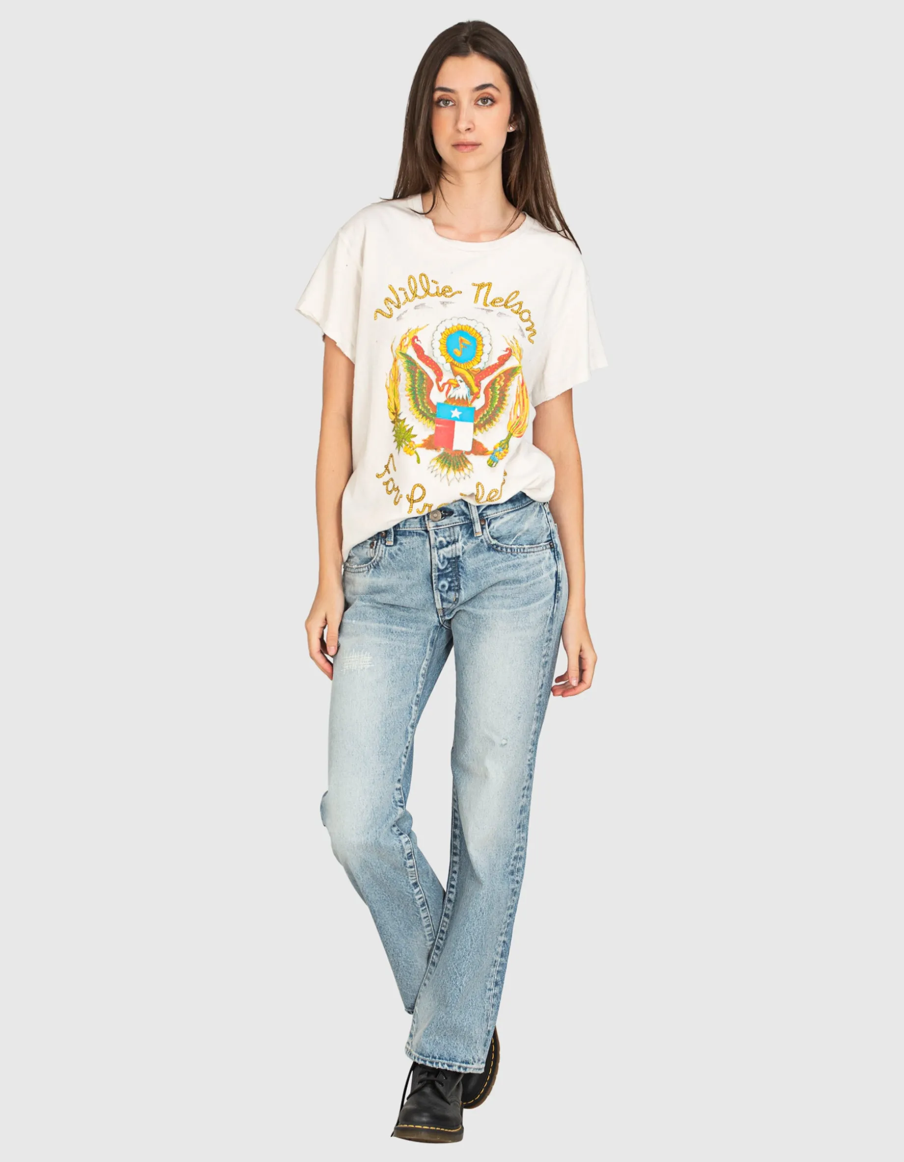 Destroyed Straight-Leg Jeans