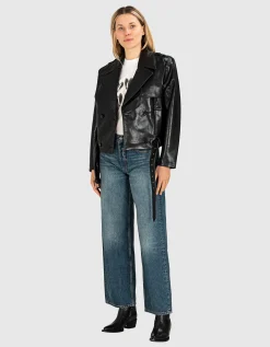 Doppelreihige Lederjacke Simone