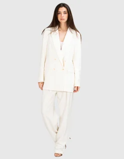 Doppelreihiger Leinen-Mix Blazer Semyra