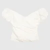 Drapiertes Leinen-Mix Blusen-Top