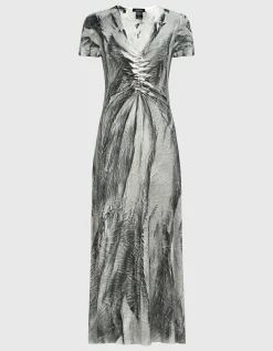 Feinripp-Batik-Kleid mit Seiden-Anteil