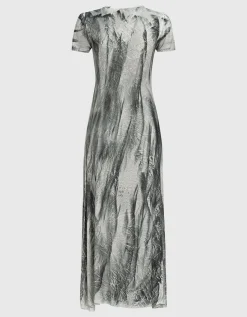Feinripp-Batik-Kleid mit Seiden-Anteil