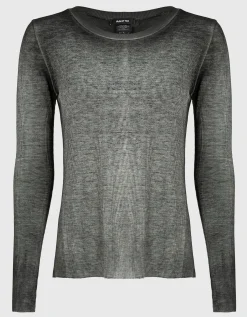 Feinripp-Longsleeve mit Seiden-Anteil