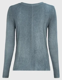 Feinripp-Longsleeve mit Seiden-Anteil