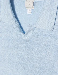 Feinstrick Leinen-Poloshirt