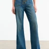 Flare-Leg Jeans Florence mit Wildleder-Schnürung