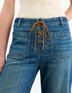 Flare-Leg Jeans Florence mit Wildleder-Schnürung