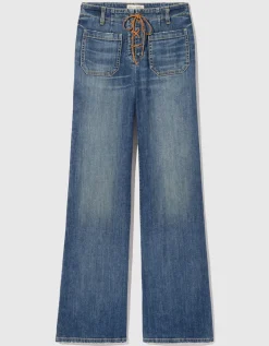 Flare-Leg Jeans Florence mit Wildleder-Schnürung