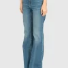 Flare-Leg Jeans mit Metall-Verzierungen