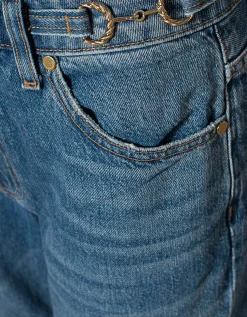 Flare-Leg Jeans mit Metall-Verzierungen