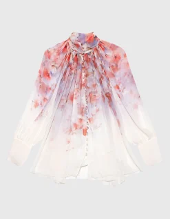 Florale Bluse Crush mit dekorativen Knöpfen
