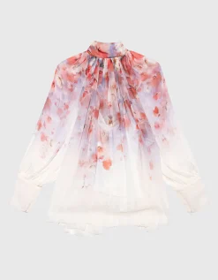 Florale Bluse Crush mit dekorativen Knöpfen