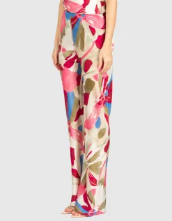 Florale Flare-Leg Seiden-Hose